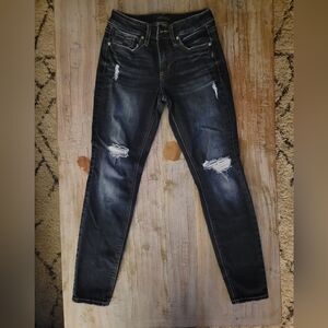 Silver Jeans Women's Dark Distressed Skinny Jeans